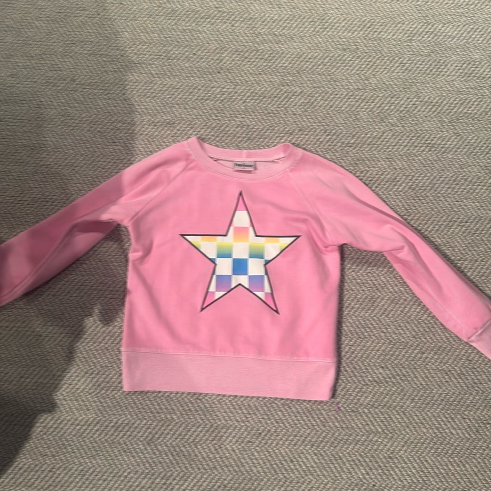 Girls, pink rainbow star crewneck size 10